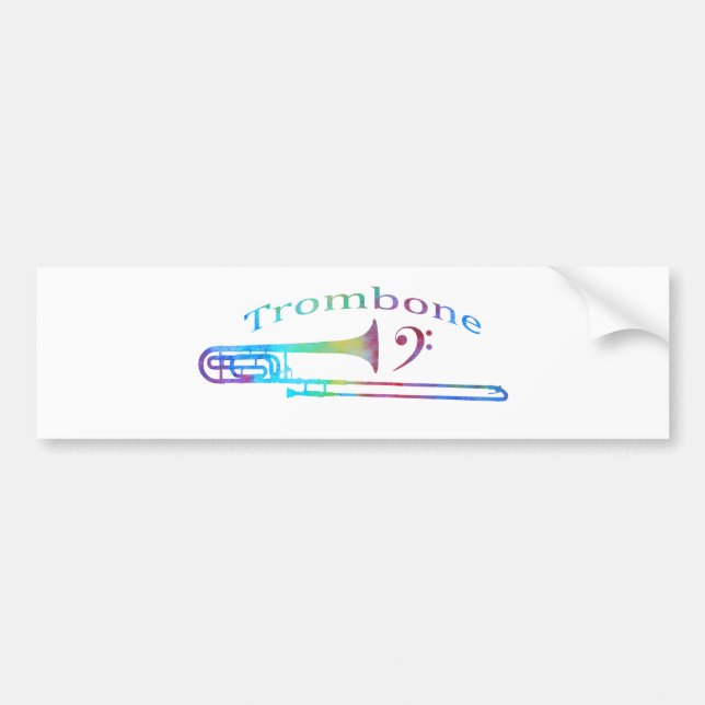 Trombone with Bass Clef Bumper Sticker (Front)