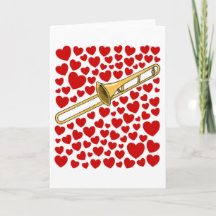 Trombone With Hearts Valentines Anniversary Card