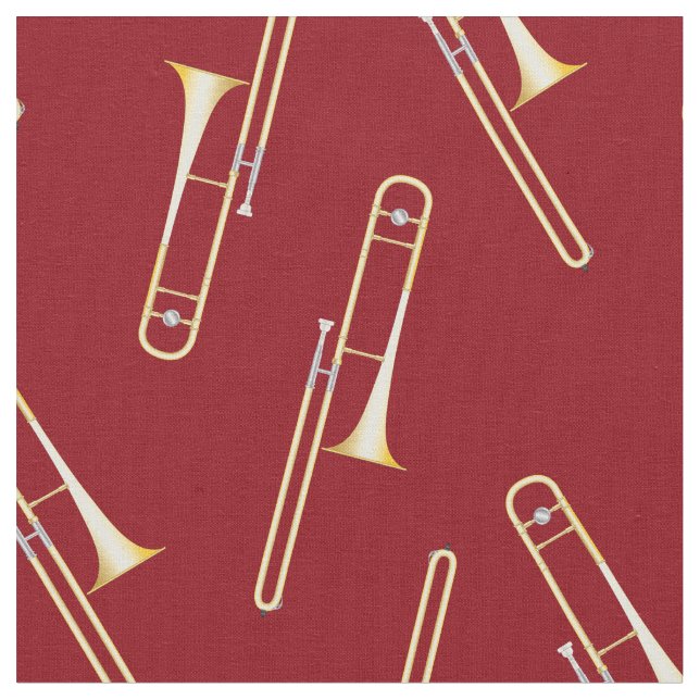 Trombones Music Musician Room Decor Red Fabric (Close Up)
