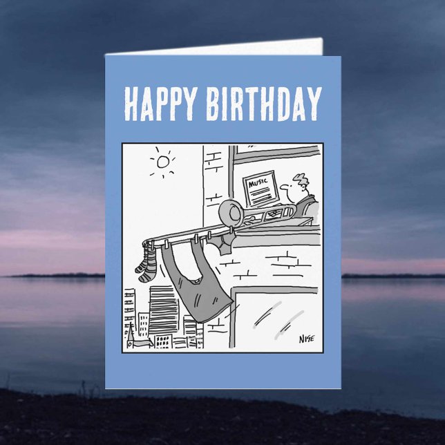 Trombonist Hangs his Washing Out. Birthday Card (Creator Uploaded)