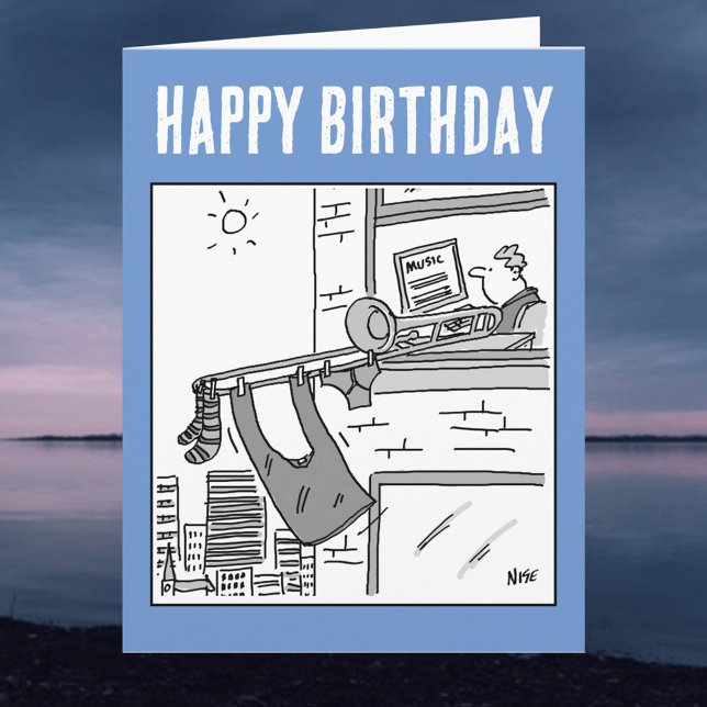 Trombonist Hangs his Washing Out. Birthday Card (Creator Uploaded)
