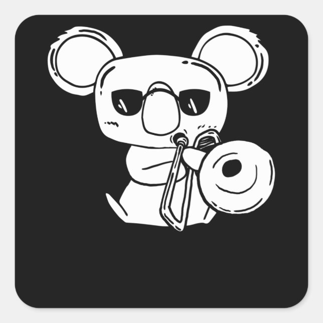 Trombonist Trombone Player Koala With Trombone Square Sticker (Front)