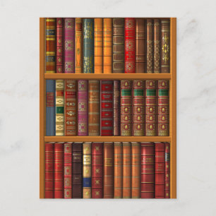 Trompe l'oeil "French library". Postcard