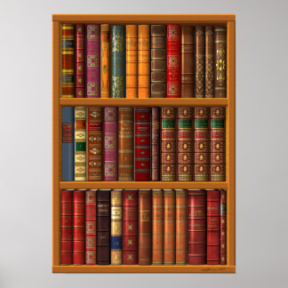 Trompe l'oeil "French library". Poster