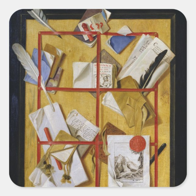 Trompe l'Oeil Square Sticker (Front)