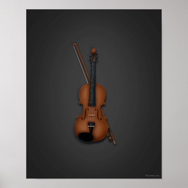 Trompe L'oeil Violin & Bow Classical Music Poster (Front)