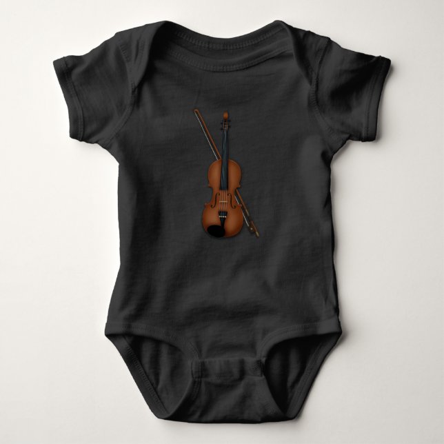 Trompe L'oeil Violin Viola Classical Music Baby Bodysuit (Front)