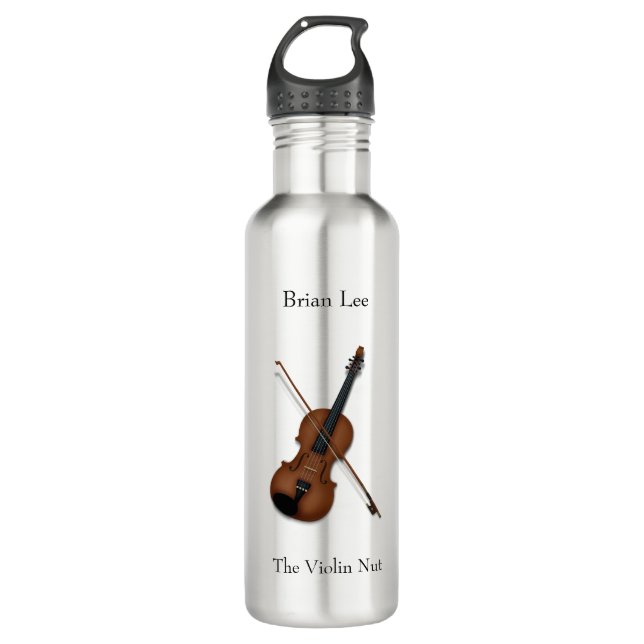 Trompe L'oeil Violin With Bow Musician's Custom 710 Ml Water Bottle (Front)