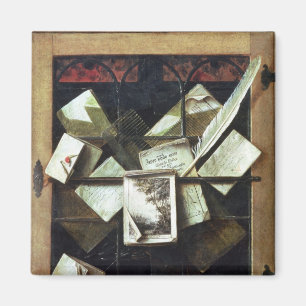 Trompe l'oeil with letters and notebooks, 1665 magnet