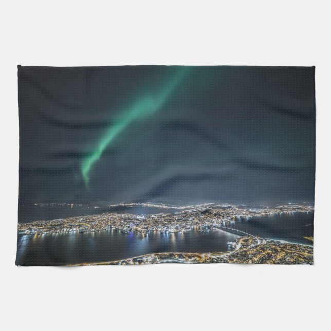 Tromso Northern Light Tea Towel (Horizontal)