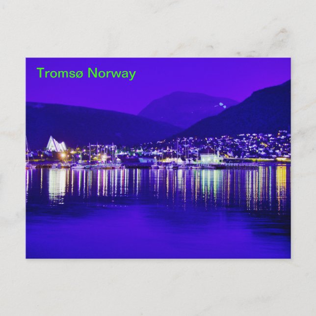 Tromsø Norway at Night Postcard (Front)