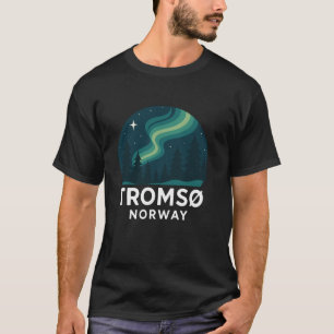 Tromso Norway Norwegian Northern Lights Snow Retro T-Shirt