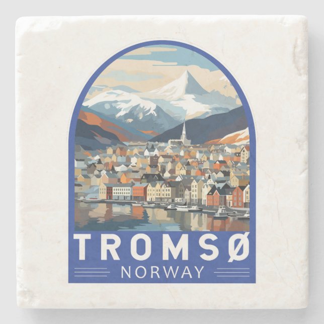 Tromso Norway Travel Art Vintage Stone Coaster (Front)