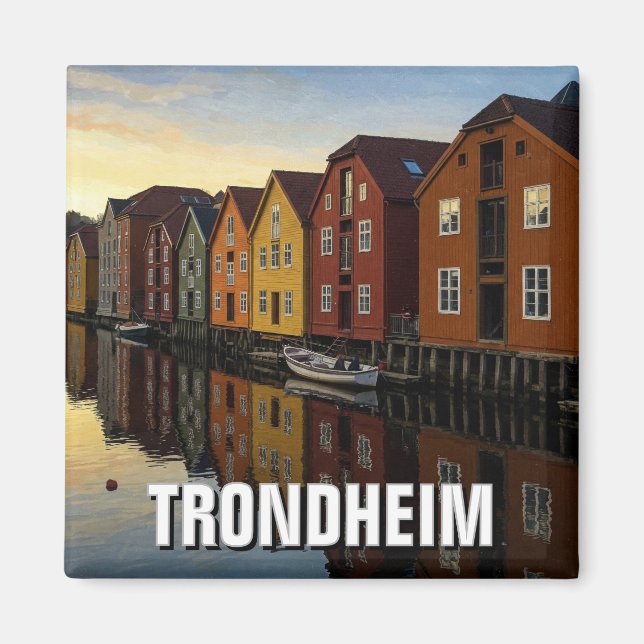 Trondheim Bakklandet Norway Travel Magnet (Front)