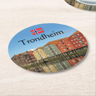Trondheim Norway Souvenir Round Paper Coaster