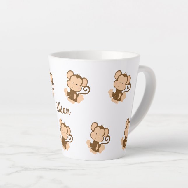 Troop of Monkeys Personalised Latte Mug (Right Angle)