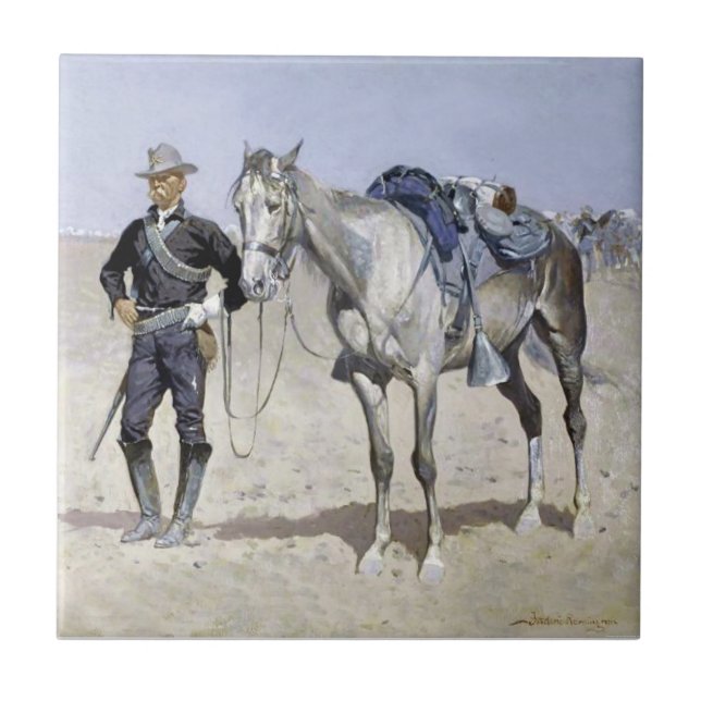 Trooper of the Plains by Frederic Remington Tile (Front)