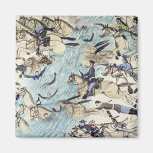 Troopers being driven across the river (ink on pap magnet