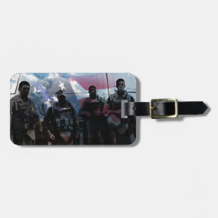 Troops and American Flag Personalised Luggage Tag