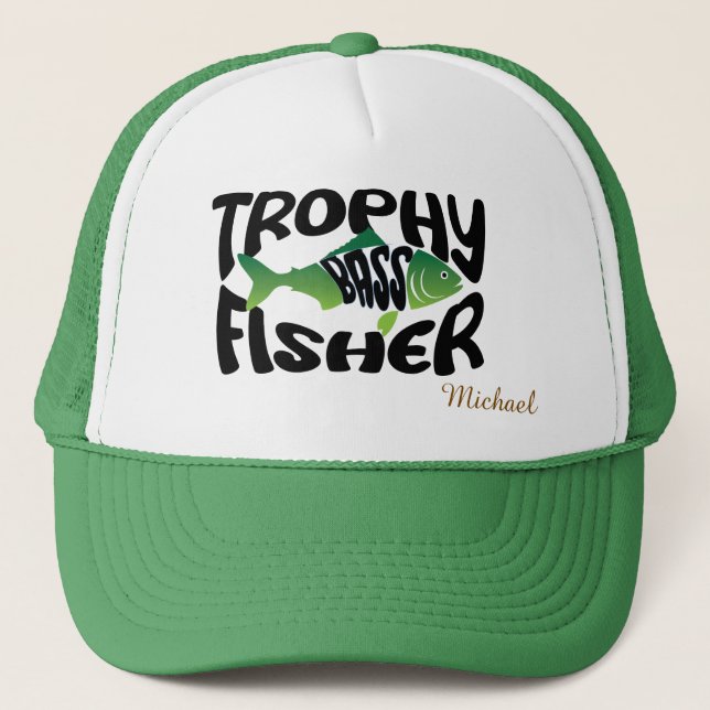 Trophy Bass Fisher Customisable Trucker Hat (Front)