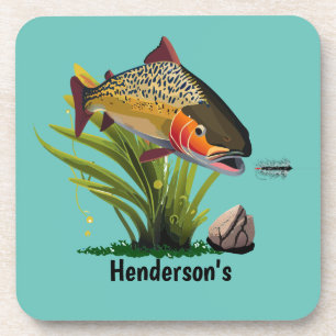 Trophy Brown Trout Wooly Worm Sandstone Coaster