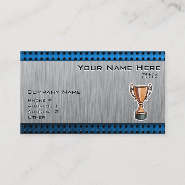 Trophy; Brushed Metal-look Business Card (Front)