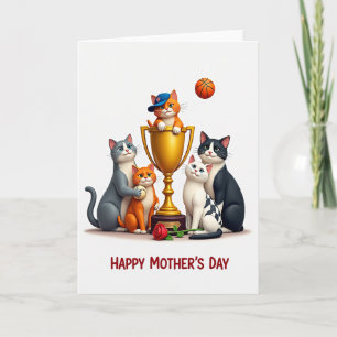 Trophy Cats Mothers Day Celebration Card
