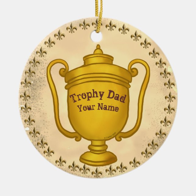 Trophy Dad  Ceramic Tree Decoration (Front)