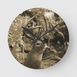 Trophy Deer Round Clock