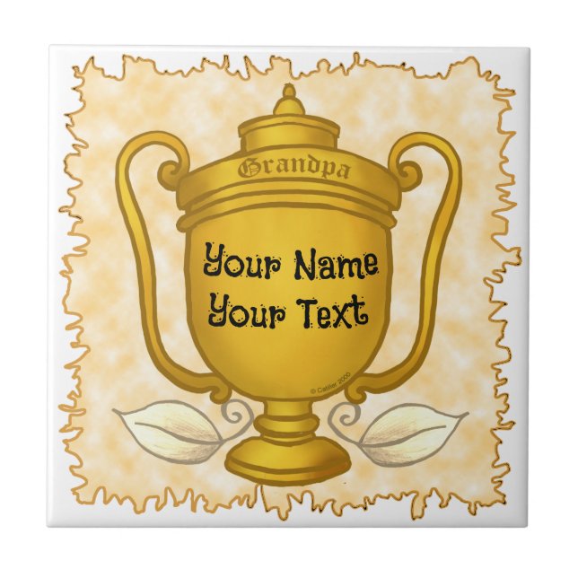 Trophy Grandpa golf  Tile (Front)