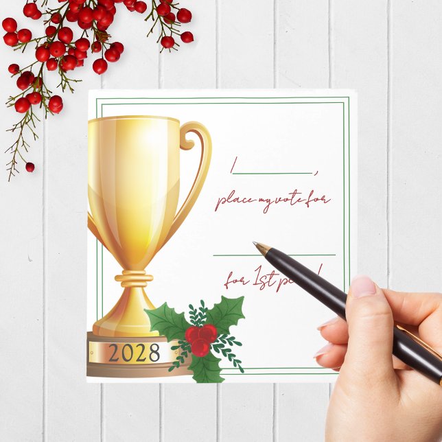 Trophy Holiday Contest Voting Notepad Pack of 40 (Holiday Contest Voting Notepad Pack of 40 for Christmas Cookie, Ugly Sweater and Baking Competitions)