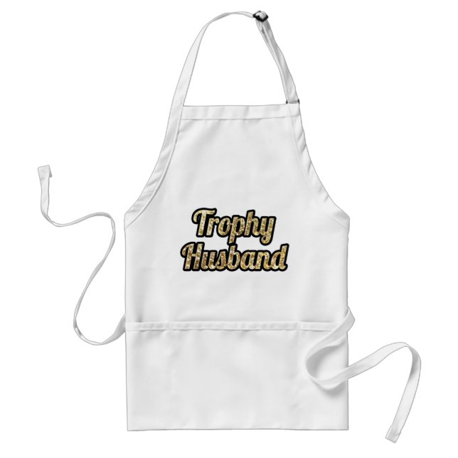 Trophy Husband Black and Gold Glittery Standard Apron (Front)