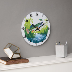 Trophy Pike Chasing Down Minnow Wall Clock