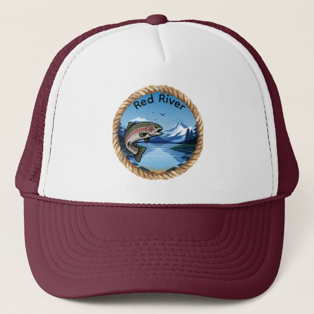 Trophy Rainbow Trout Mountain Fishing Trucker Hat (Front)