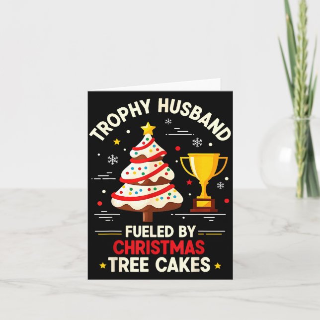 Trophy Retro Husband Fueled By Christmas Tree Cake Card (Front)