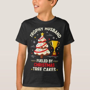 Trophy Retro Husband Fueled By Christmas Tree Cake T-Shirt