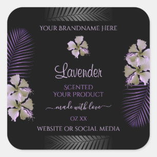 Tropic Black Product Labels Purple Hawaii Flowers