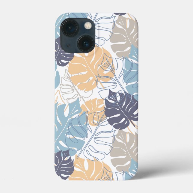 Tropic blue and yellow leaf patterned Case-Mate iPhone case (Back)