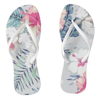 Tropic Exotic Hibiscus Flowers Orchid Jandals