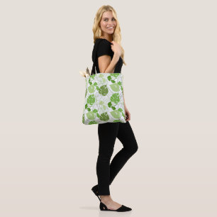 Tropic floral green pattern on Tote Bag