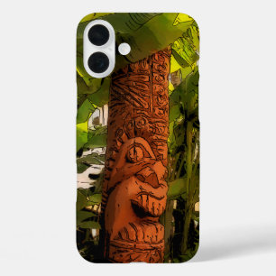 Tropic Garden Tiki Illustrated Hawaiian  iPhone 16 Plus Case