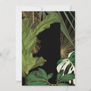 Tropic leaf banner, green jungle plants and golden holiday card