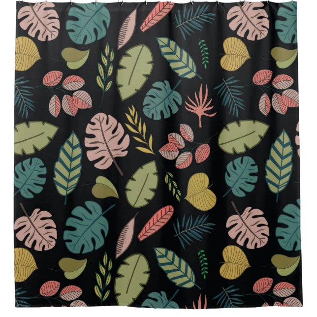 Tropic leaves seamless pattern shower curtain (Front)