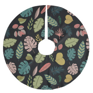 Tropic Leaves: Summer Vintage Floral Brushed Polyester Tree Skirt