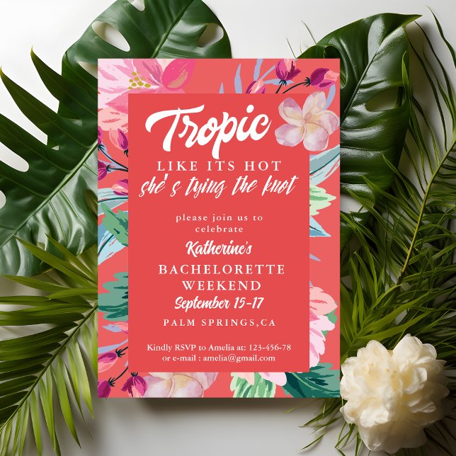 Tropic like its hot orange Bachelorette party Invitation (Creator Uploaded)