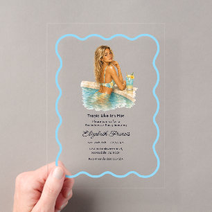 Tropic Like It's Hot Pool Party Bachelorette Party Acrylic Invitations
