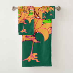 Tropic Mountain Floral Green  Bath Towel Set