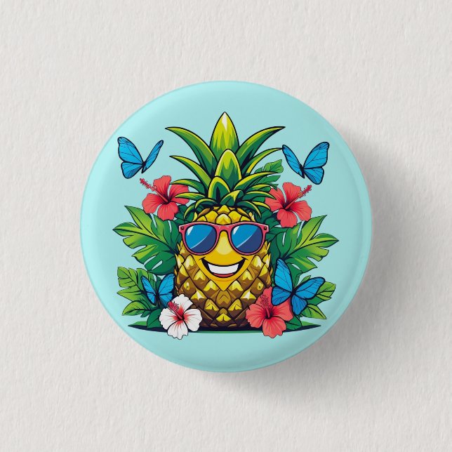 Tropic Pineapple Butterfly Hibiscus 3 Cm Round Badge (Front)