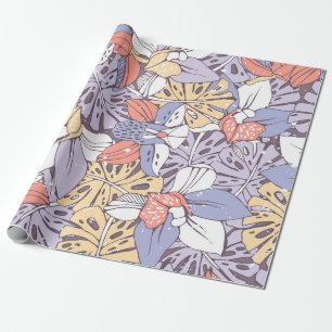 Tropic seamless pattern with orchid and monstera l wrapping paper