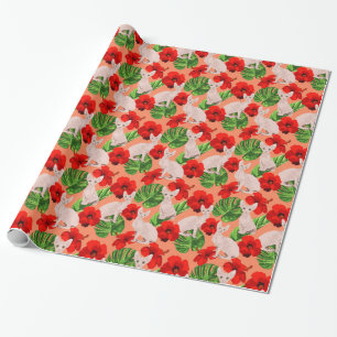 Tropic Sphynx Cat Vector Seamless Pattern Wrapping Paper